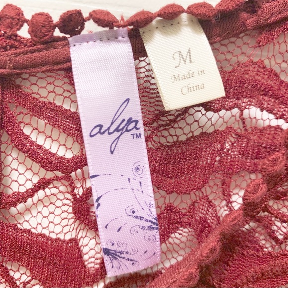 Alya Red A-line Dress with Lace Bodice - Picture 2 of 6